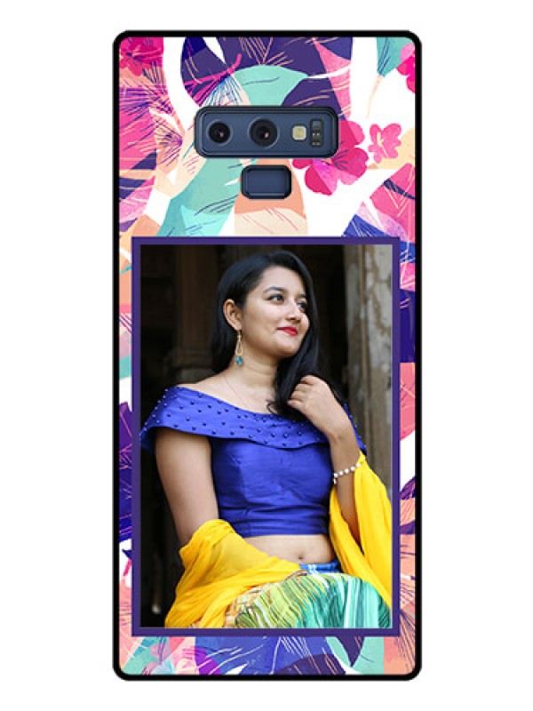 Custom Galaxy Note 9 Custom Glass Mobile Case  - Abstract Floral Design