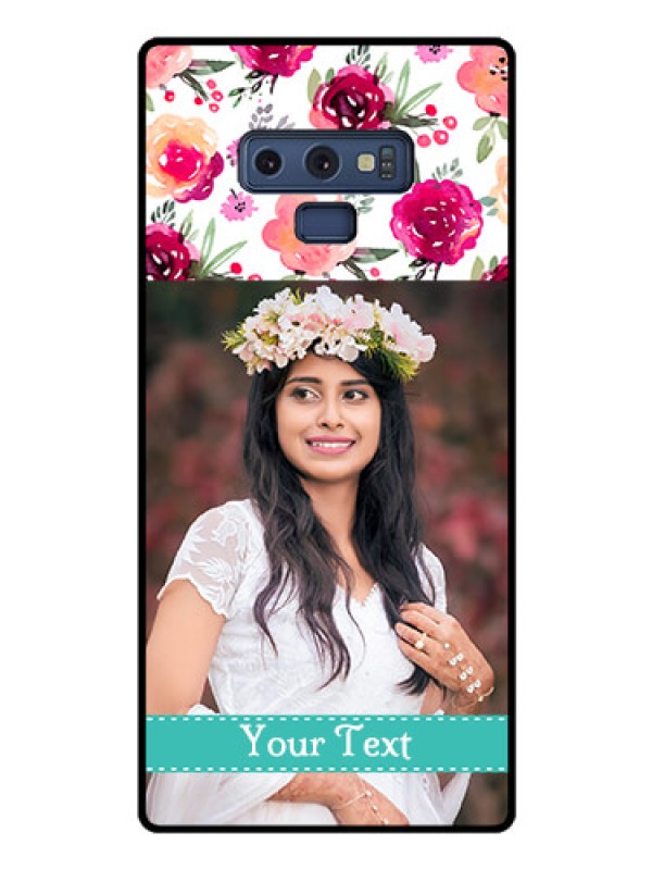 Custom Galaxy Note 9 Custom Glass Phone Case  - Watercolor Floral Design