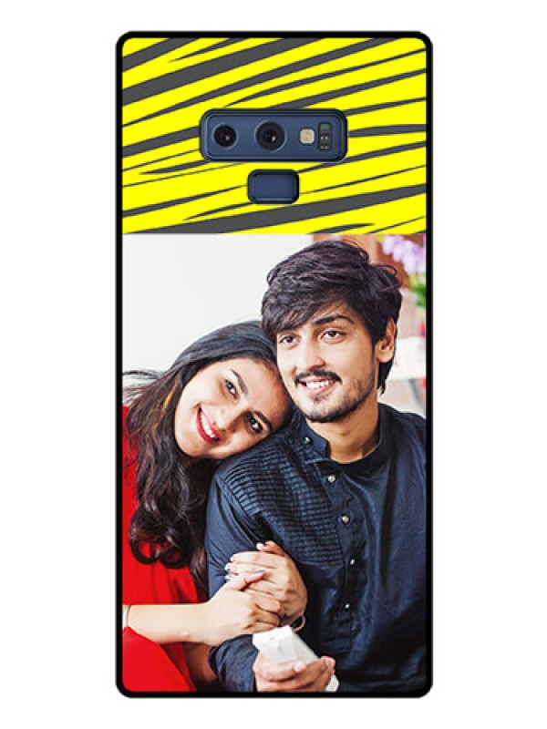 Custom Galaxy Note 9 Photo Printing on Glass Case  - Yellow Abstract Design