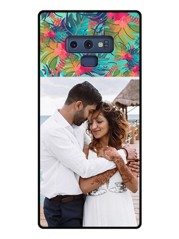 Custom Galaxy Note 9 Photo Printing on Glass Case  - Watercolor Floral Design