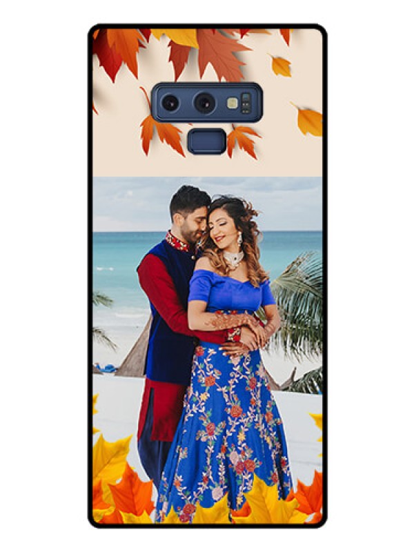 Custom Galaxy Note 9 Photo Printing on Glass Case  - Autumn Maple Leaves Design