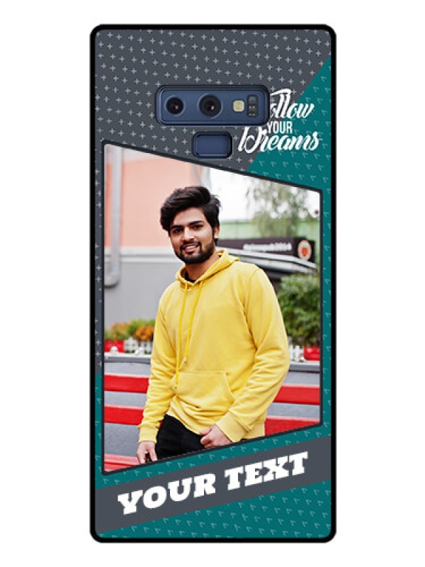 Custom Galaxy Note 9 Personalized Glass Phone Case  - Background Pattern Design with Quote