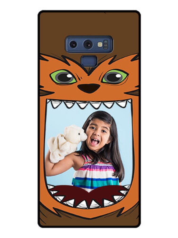 Custom Galaxy Note 9 Photo Printing on Glass Case  - Owl Monster Back Case Design