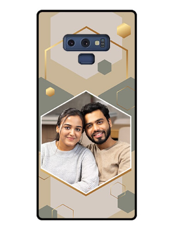 Custom Galaxy Note 9 Photo Printing on Glass Case - Stylish Hexagon Pattern Design