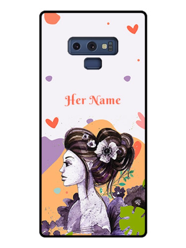 Custom Galaxy Note 9 Personalized Glass Phone Case - Woman And Nature Design