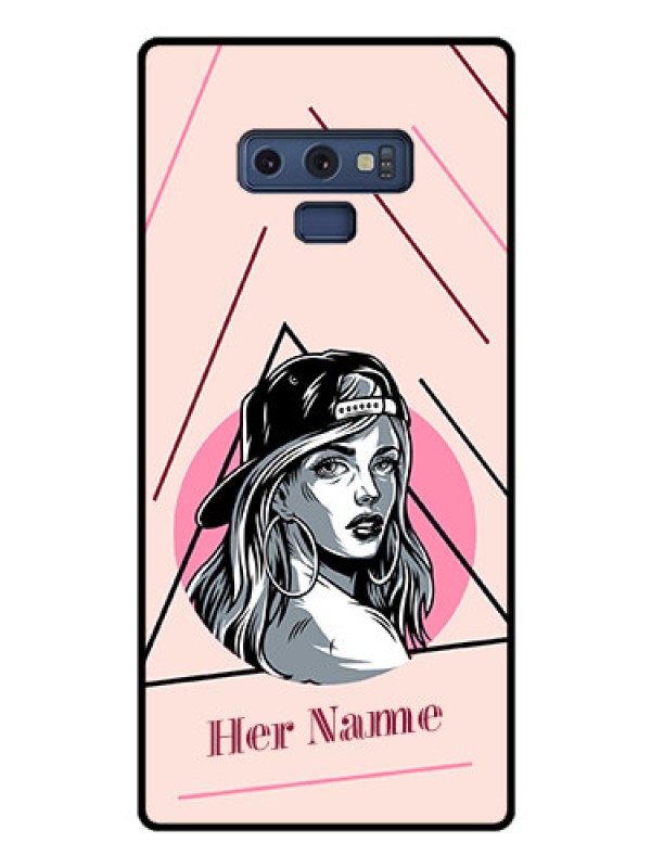 Custom Galaxy Note 9 Personalized Glass Phone Case - Rockstar Girl Design
