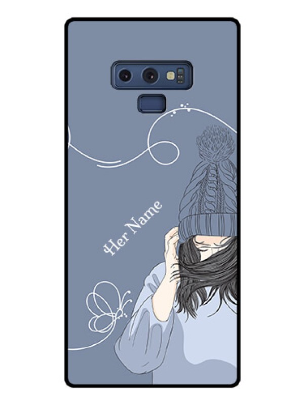 Custom Galaxy Note 9 Custom Glass Mobile Case - Girl in winter outfit Design