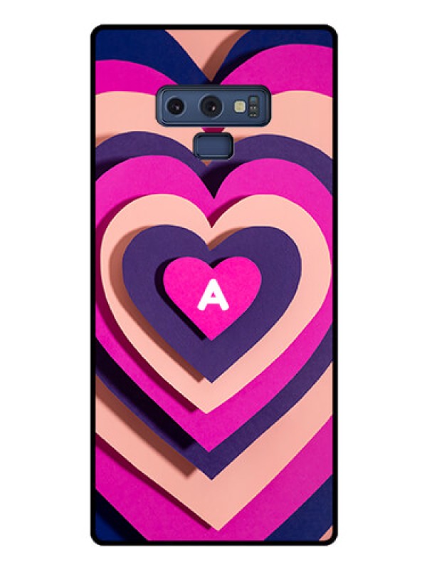 Custom Galaxy Note 9 Custom Glass Mobile Case - Cute Heart Pattern Design