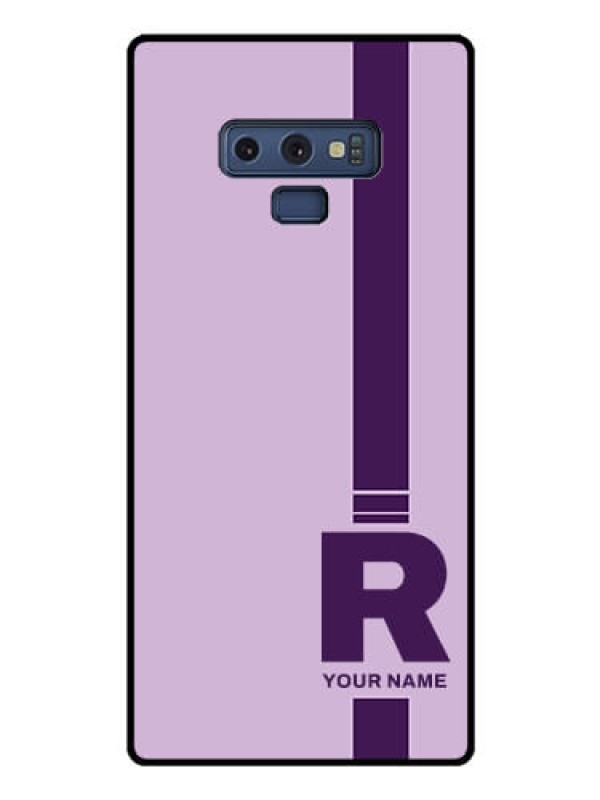 Custom Galaxy Note 9 Photo Printing on Glass Case - Simple dual tone stripe with name Design