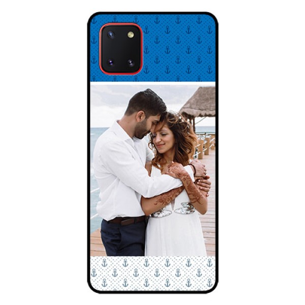 Galaxy Note10 Lite Photo Printing on Glass Case - Blue Anchors Design