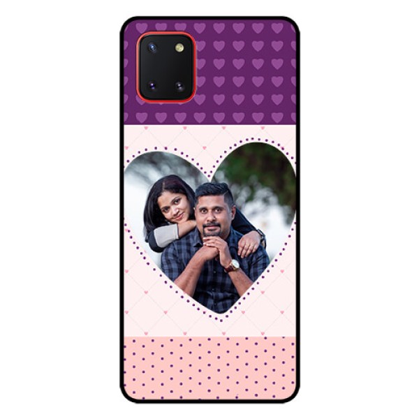 Galaxy Note10 Lite Custom Glass Phone Case - Violet Love Dots Design