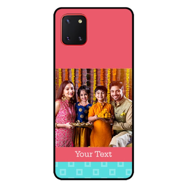 Galaxy Note10 Lite Personalized Glass Phone Case - Peach & Blue Color Design Galaxy Note10 Lite Personalized Glass Phone Case - Peach & Blue Color Design