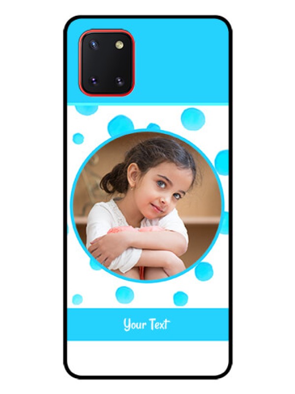 Custom Galaxy Note10 Lite Photo Printing on Glass Case - Blue Bubbles Pattern Design