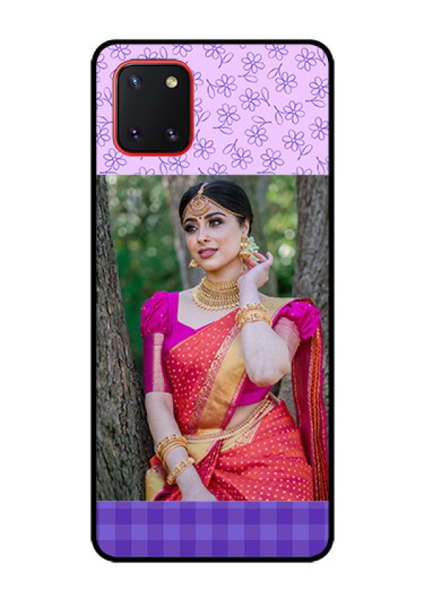 Galaxy Note10 Lite Custom Glass Phone Case - Purple Floral Design