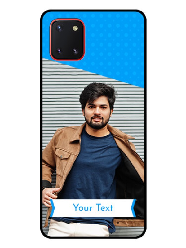 Custom Galaxy Note10 Lite Photo Printing on Glass Case - Simple Blue Color Design