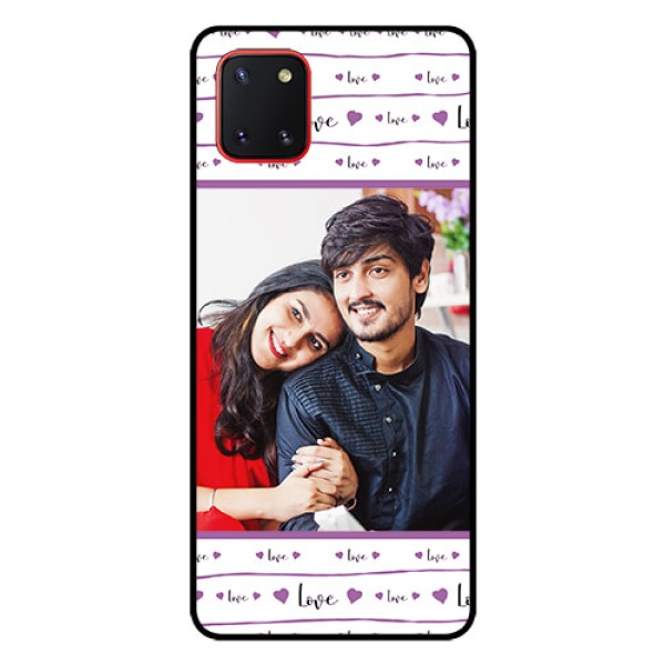 Galaxy Note10 Lite Custom Glass Mobile Case - Couples Heart Design