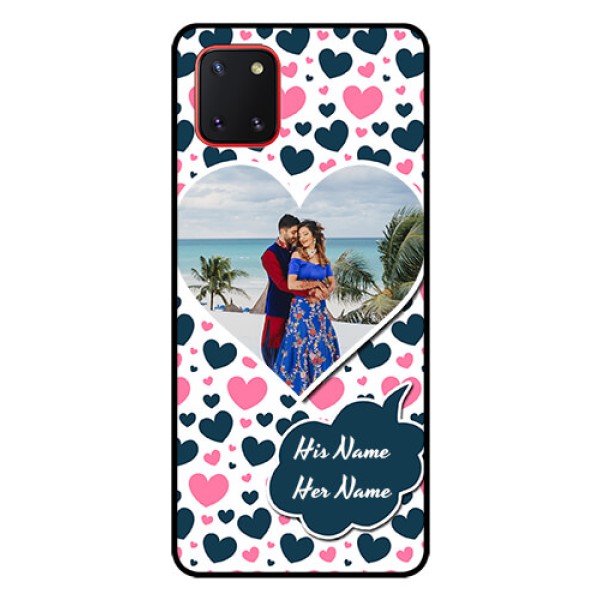Galaxy Note10 Lite Custom Glass Phone Case - Pink & Blue Heart Design
