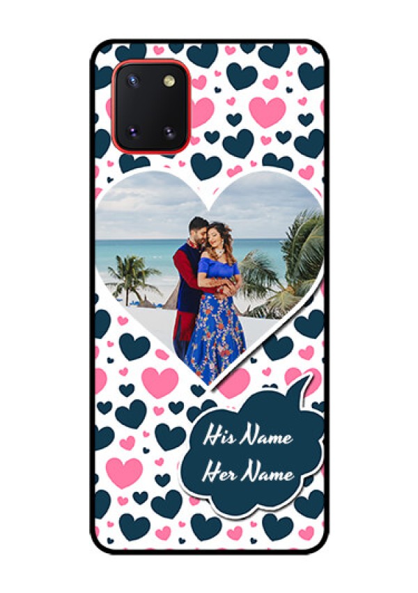 Galaxy Note10 Lite Custom Glass Phone Case - Pink & Blue Heart Design