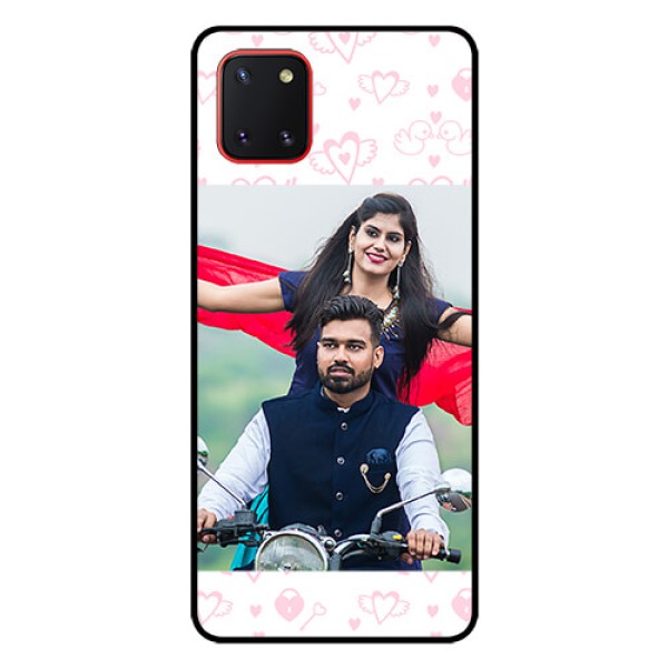 Galaxy Note10 Lite Custom Glass Mobile Case - Pink Flying Heart Design Galaxy Note10 Lite Custom Glass Mobile Case - Pink Flying Heart Design