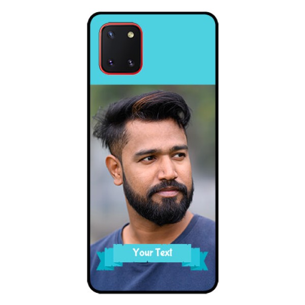 Galaxy Note10 Lite Personalized Glass Phone Case - Simple Blue Color Design Galaxy Note10 Lite Personalized Glass Phone Case - Simple Blue Color Design