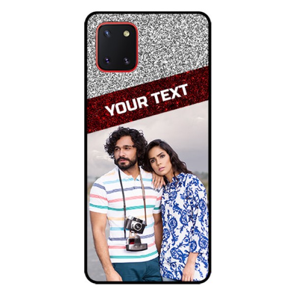 Galaxy Note10 Lite Personalized Glass Phone Case - Image Holder with Glitter Strip Design Galaxy Note10 Lite Personalized Glass Phone Case - Image Holder with Glitter Strip Design