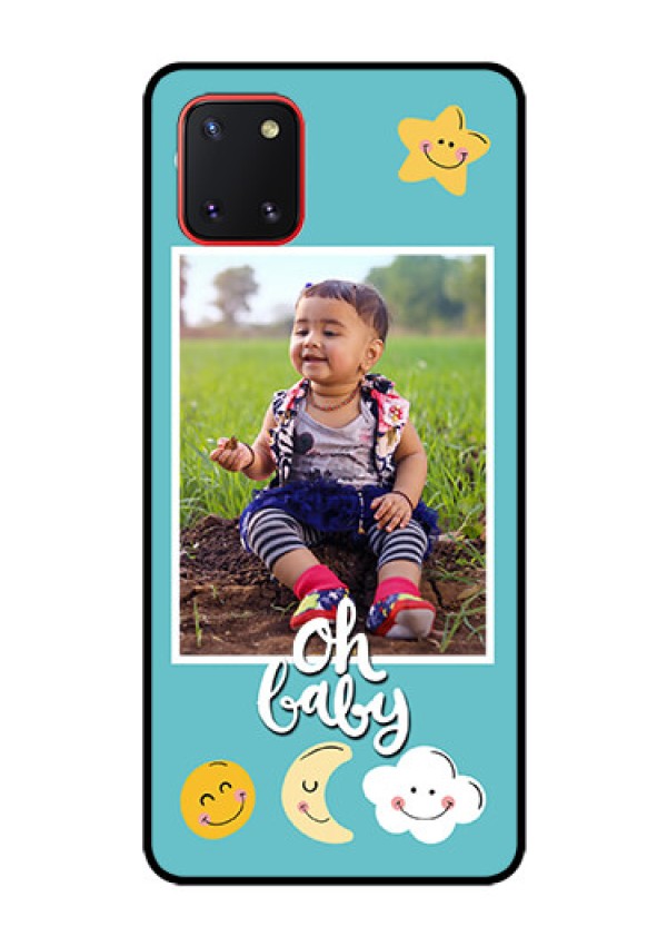 Galaxy Note10 Lite Personalized Glass Phone Case - Smiley Kids Stars Design