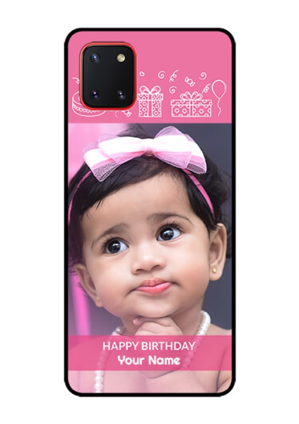 Galaxy Note10 Lite Photo Printing on Glass Case - with Birthday Line Art Design