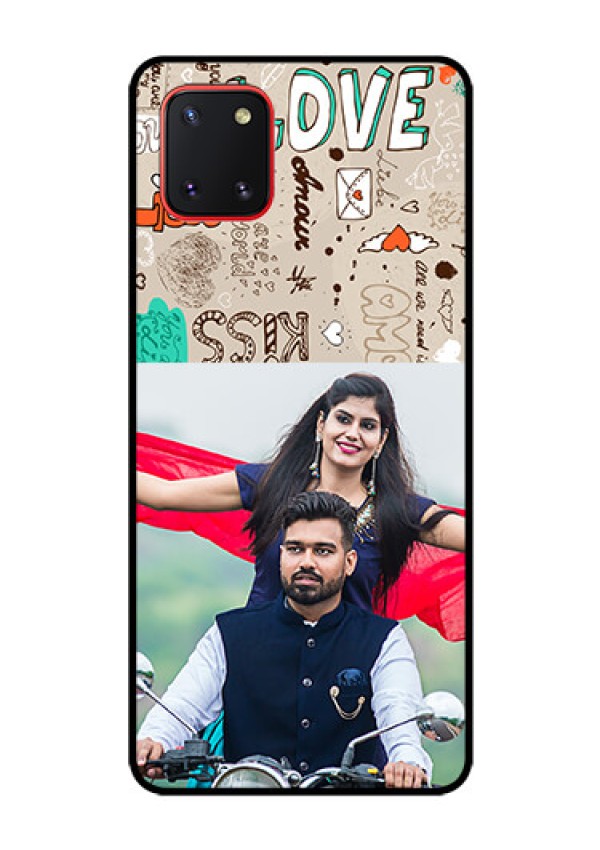 Galaxy Note10 Lite Custom Glass Phone Case - Love Doodle Pattern 