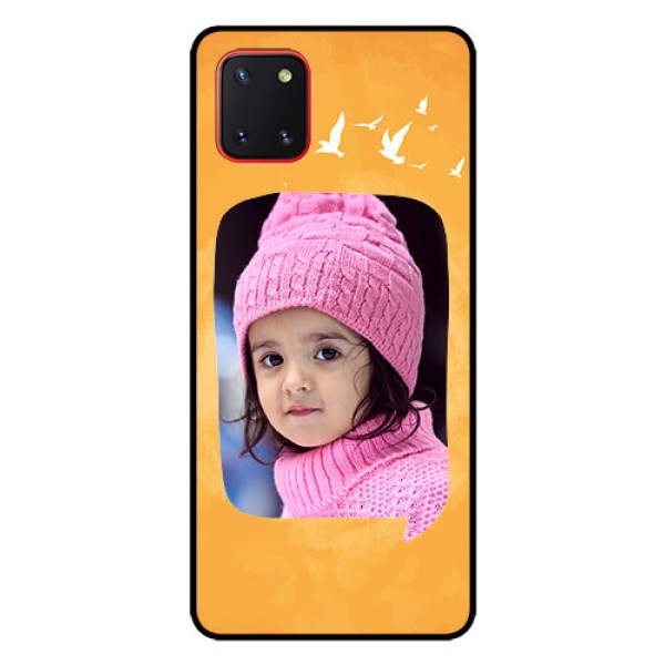 Galaxy Note10 Lite Personalized Glass Phone Case - Water Color Design with Bird Icons