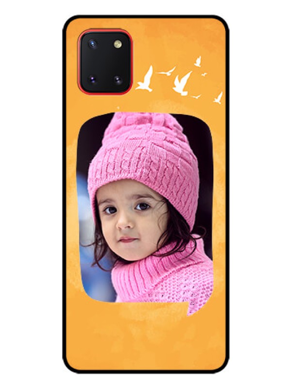 Custom Galaxy Note10 Lite Personalized Glass Phone Case - Water Color Design with Bird Icons