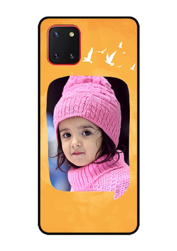 Galaxy Note10 Lite Personalized Glass Phone Case - Water Color Design with Bird Icons