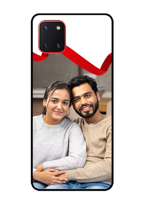 Galaxy Note10 Lite Photo Printing on Glass Case - Red Ribbon Frame Design