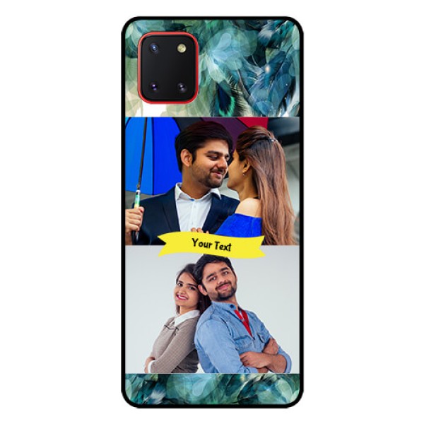 Galaxy Note10 Lite Personalized Glass Phone Case - Image with Boho Peacock Feather Design Galaxy Note10 Lite Personalized Glass Phone Case - Image with Boho Peacock Feather Design