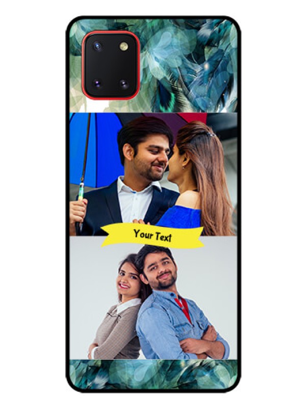 Custom Galaxy Note10 Lite Personalized Glass Phone Case - Image with Boho Peacock Feather Design