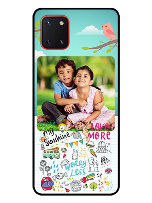 Custom Galaxy Note10 Lite Photo Printing on Glass Case - Doodle love Design