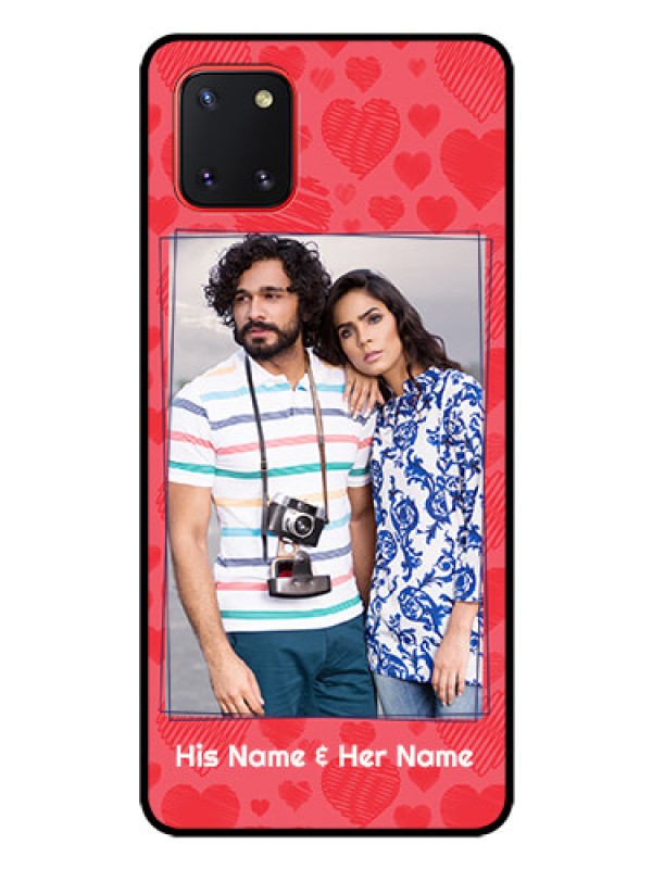 Custom Galaxy Note10 Lite Photo Printing on Glass Case - with Red Heart Symbols Design
