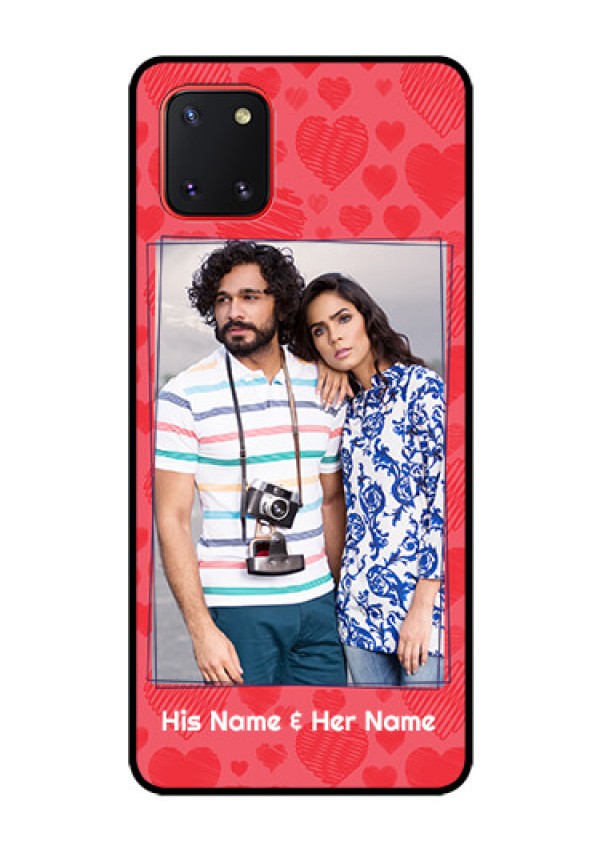 Galaxy Note10 Lite Photo Printing on Glass Case - with Red Heart Symbols Design