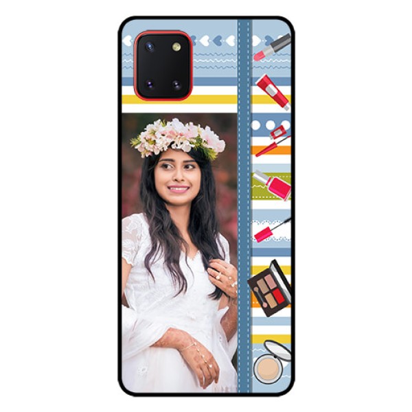 Galaxy Note10 Lite Personalized Glass Phone Case - Makeup Icons Design