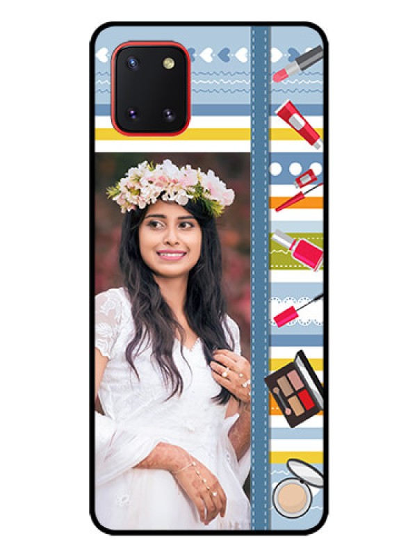 Custom Galaxy Note10 Lite Personalized Glass Phone Case - Makeup Icons Design