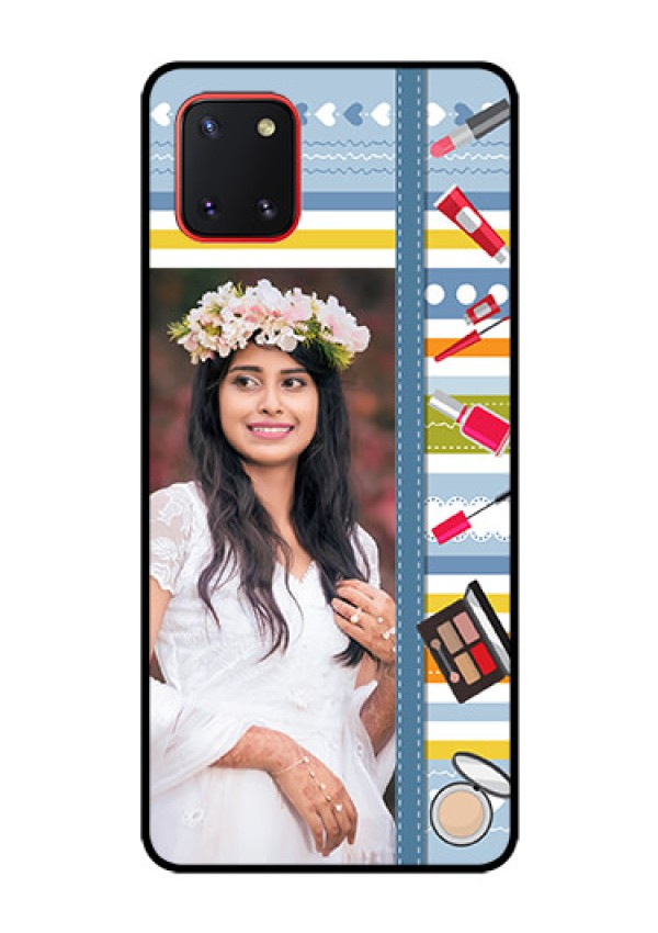 Galaxy Note10 Lite Personalized Glass Phone Case - Makeup Icons Design