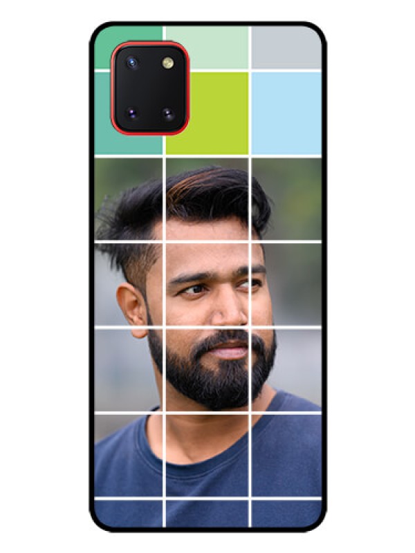 Custom Galaxy Note10 Lite Photo Printing on Glass Case - with white box pattern 