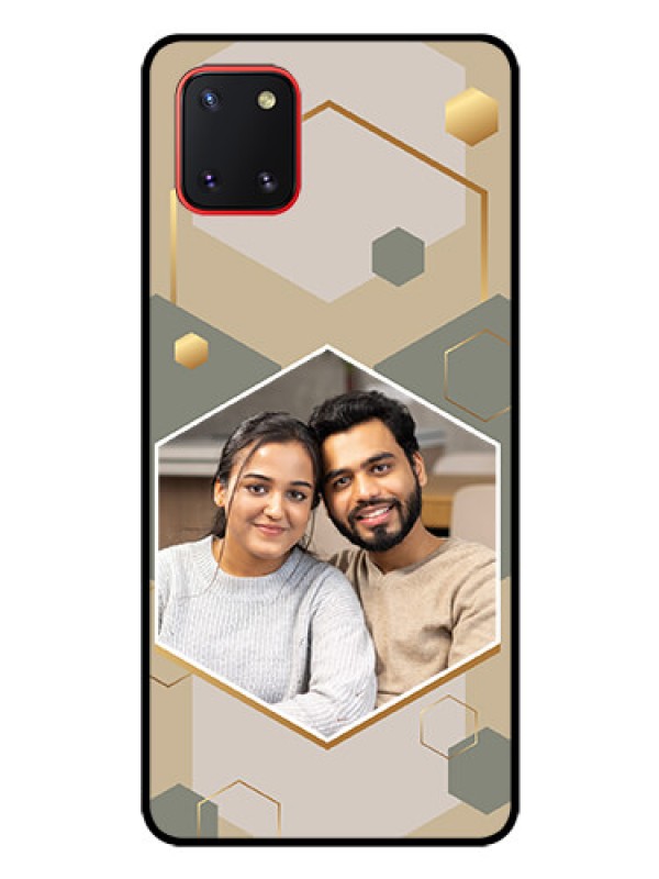 Custom Galaxy Note10 Lite Photo Printing on Glass Case - Stylish Hexagon Pattern Design