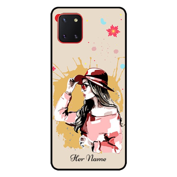 Galaxy Note10 Lite Photo Printing on Glass Case - Women with pink hat Design Galaxy Note10 Lite Photo Printing on Glass Case - Women with pink hat Design