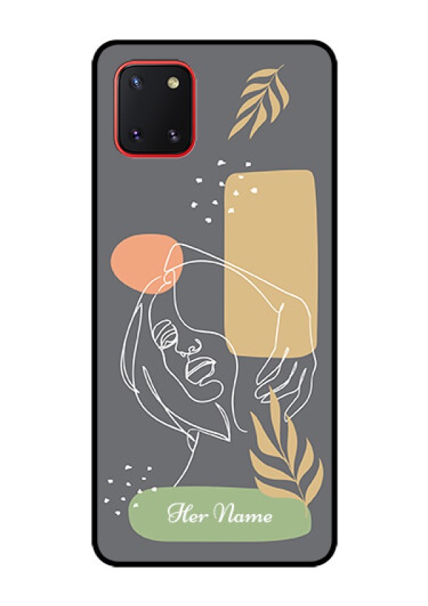 Galaxy Note10 Lite Custom Glass Phone Case - Gazing Woman line art Design
