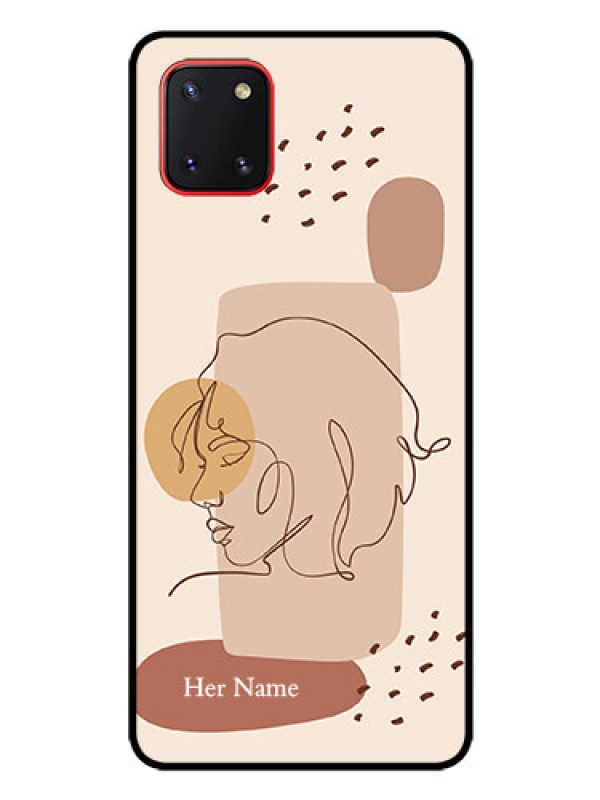 Custom Galaxy Note10 Lite Photo Printing on Glass Case - Calm Woman line art Design