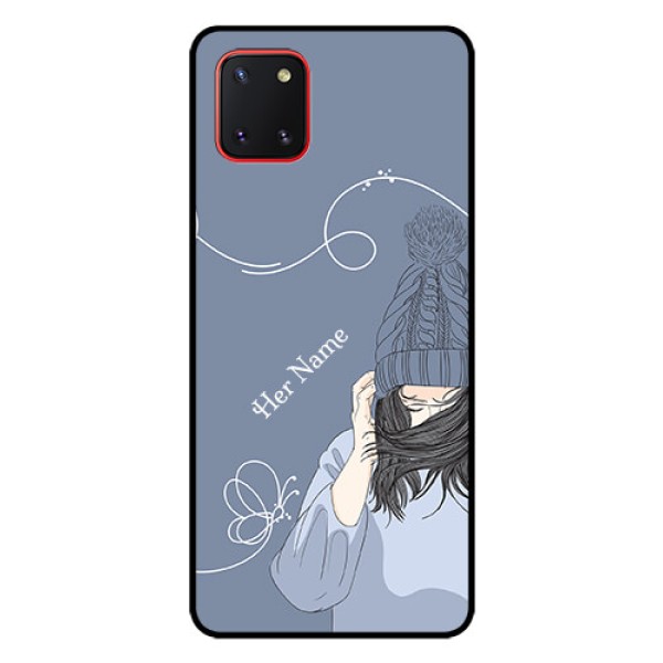 Galaxy Note10 Lite Custom Glass Mobile Case - Girl in winter outfit Design Galaxy Note10 Lite Custom Glass Mobile Case - Girl in winter outfit Design