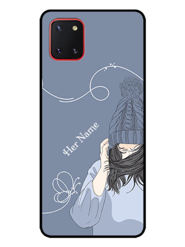 Custom Galaxy Note10 Lite Custom Glass Mobile Case - Girl in winter outfit Design