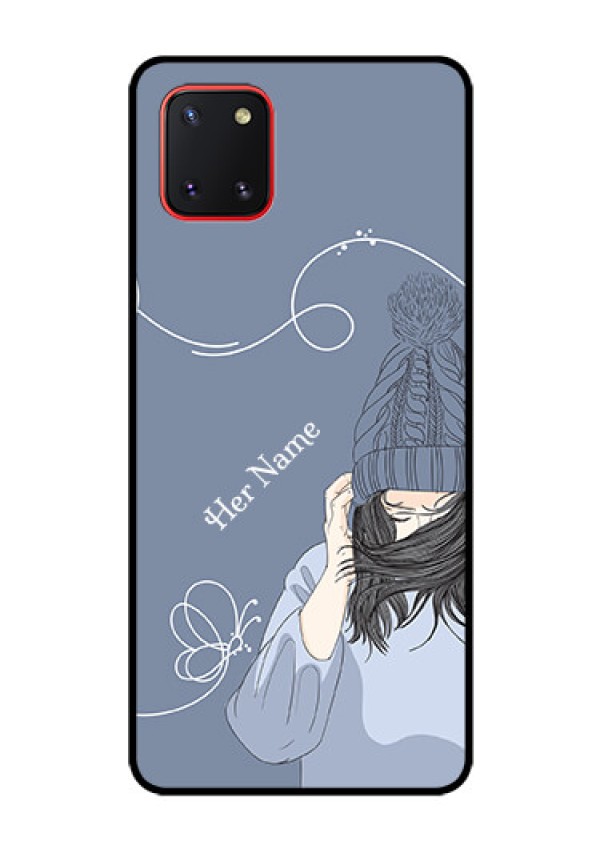 Galaxy Note10 Lite Custom Glass Mobile Case - Girl in winter outfit Design