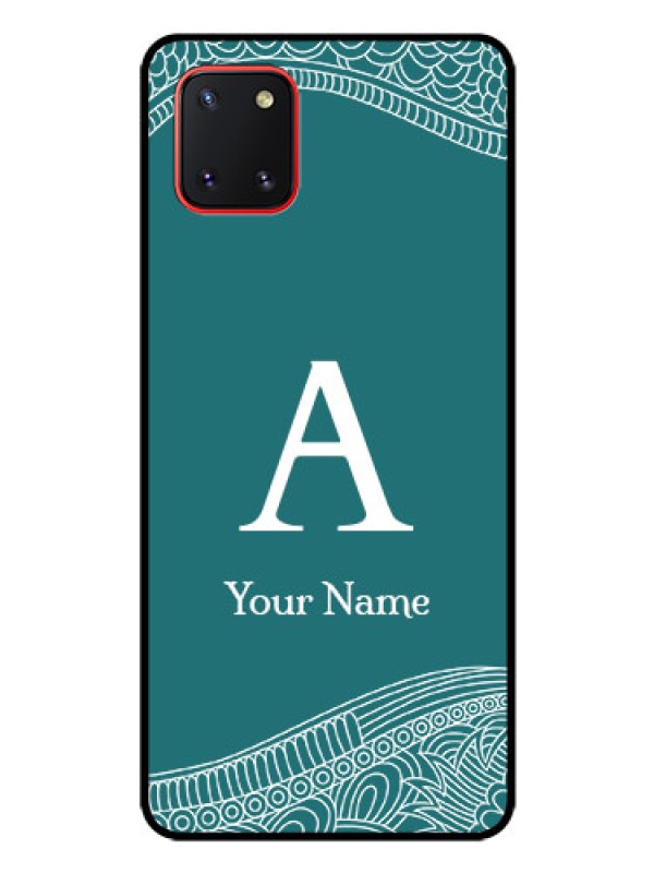 Custom Galaxy Note10 Lite Personalized Glass Phone Case - line art pattern with custom name Design