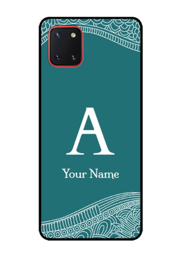 Galaxy Note10 Lite Personalized Glass Phone Case - line art pattern with custom name Design